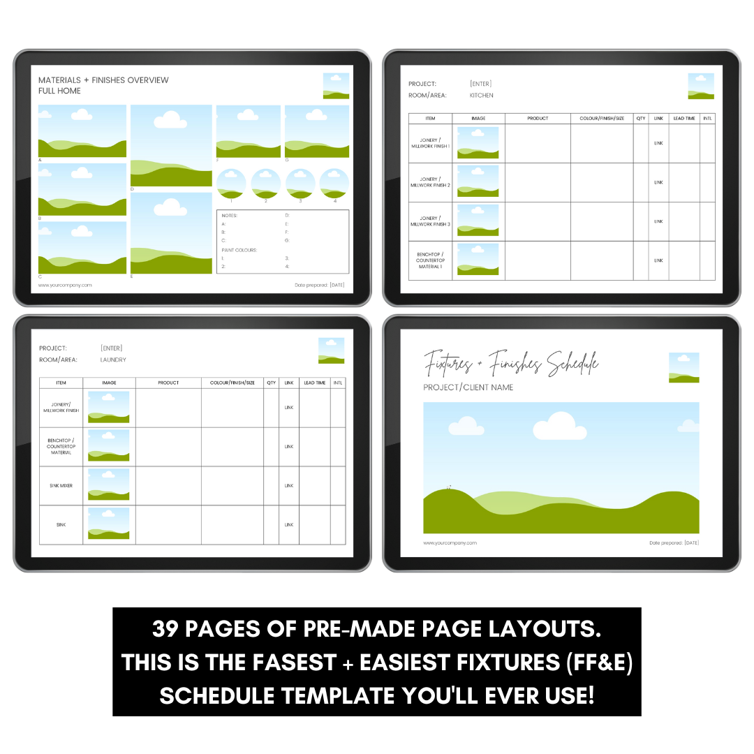 Fixtures and Finishes (FF&E) Schedule (Spec Book) Template