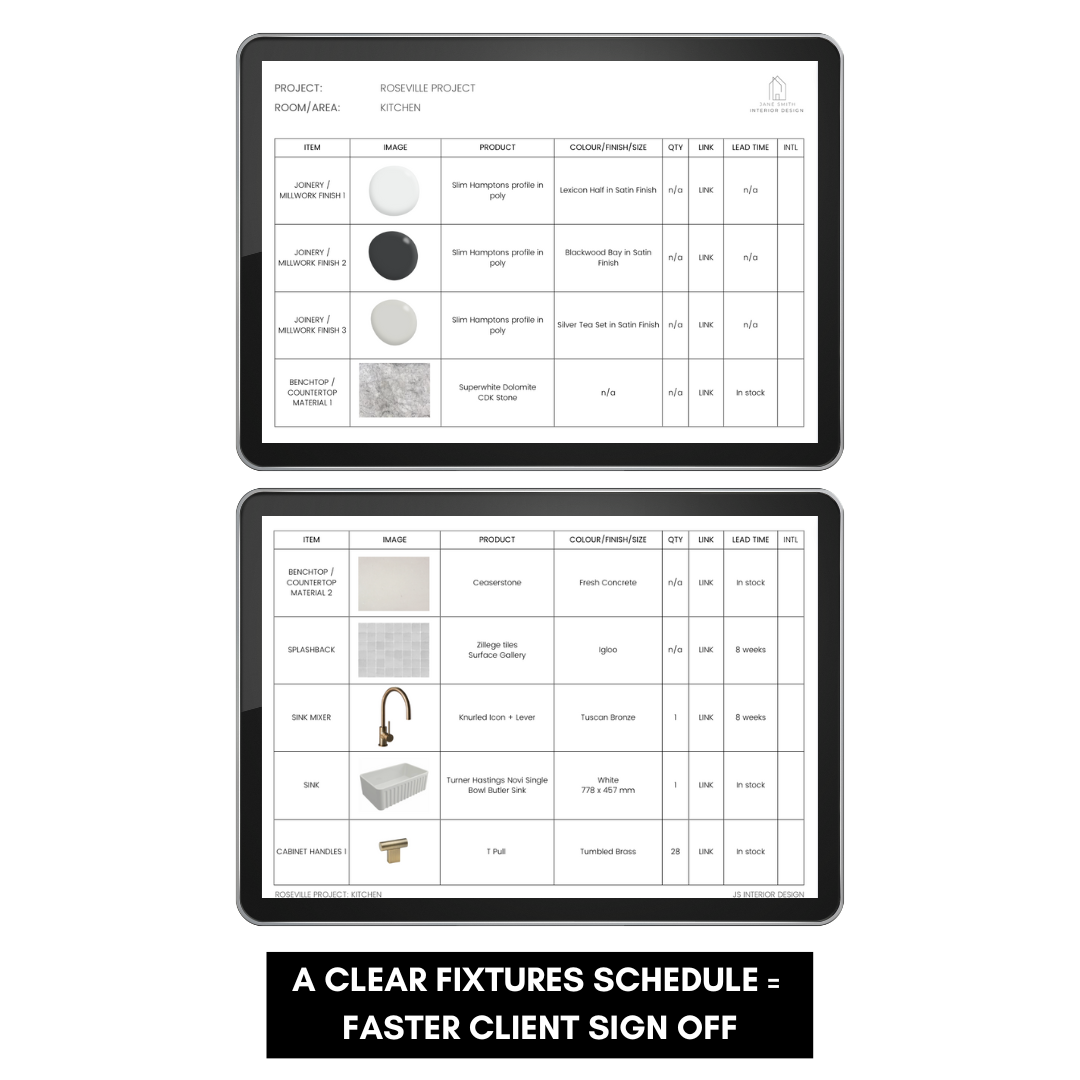 Fixtures and Finishes (FF&E) Schedule (Spec Book) Template