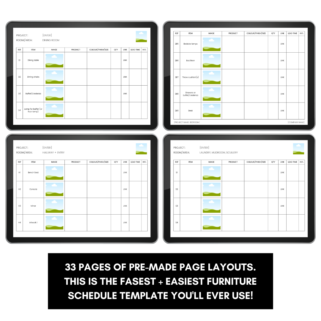 Interior Decoration (Furniture Schedule) Template
