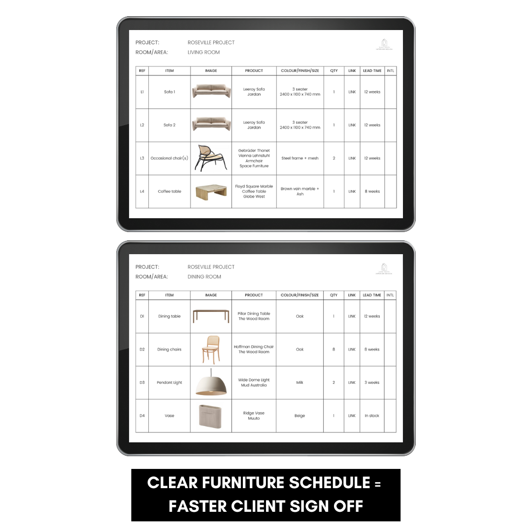 Interior Decoration (Furniture Schedule) Template