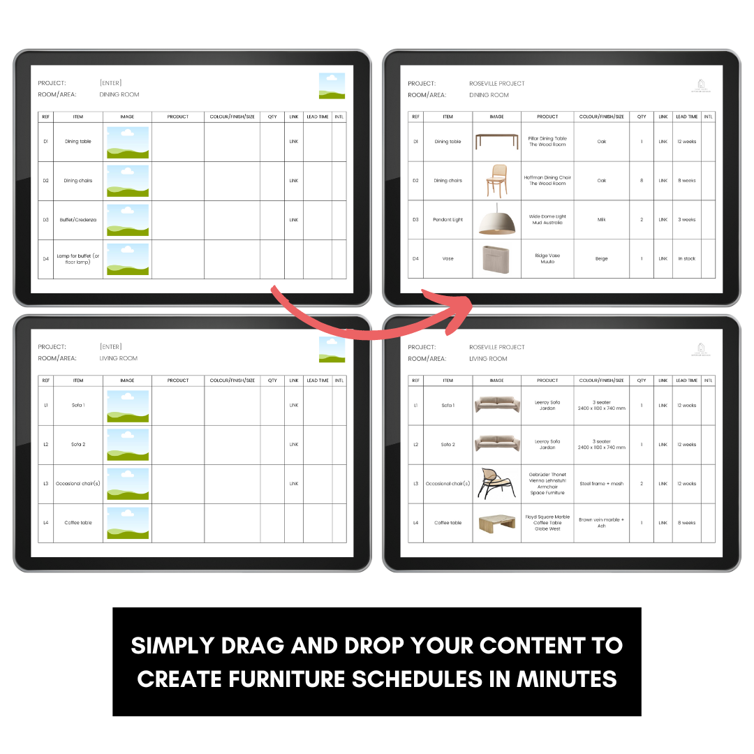 Interior Decoration (Furniture Schedule) Template