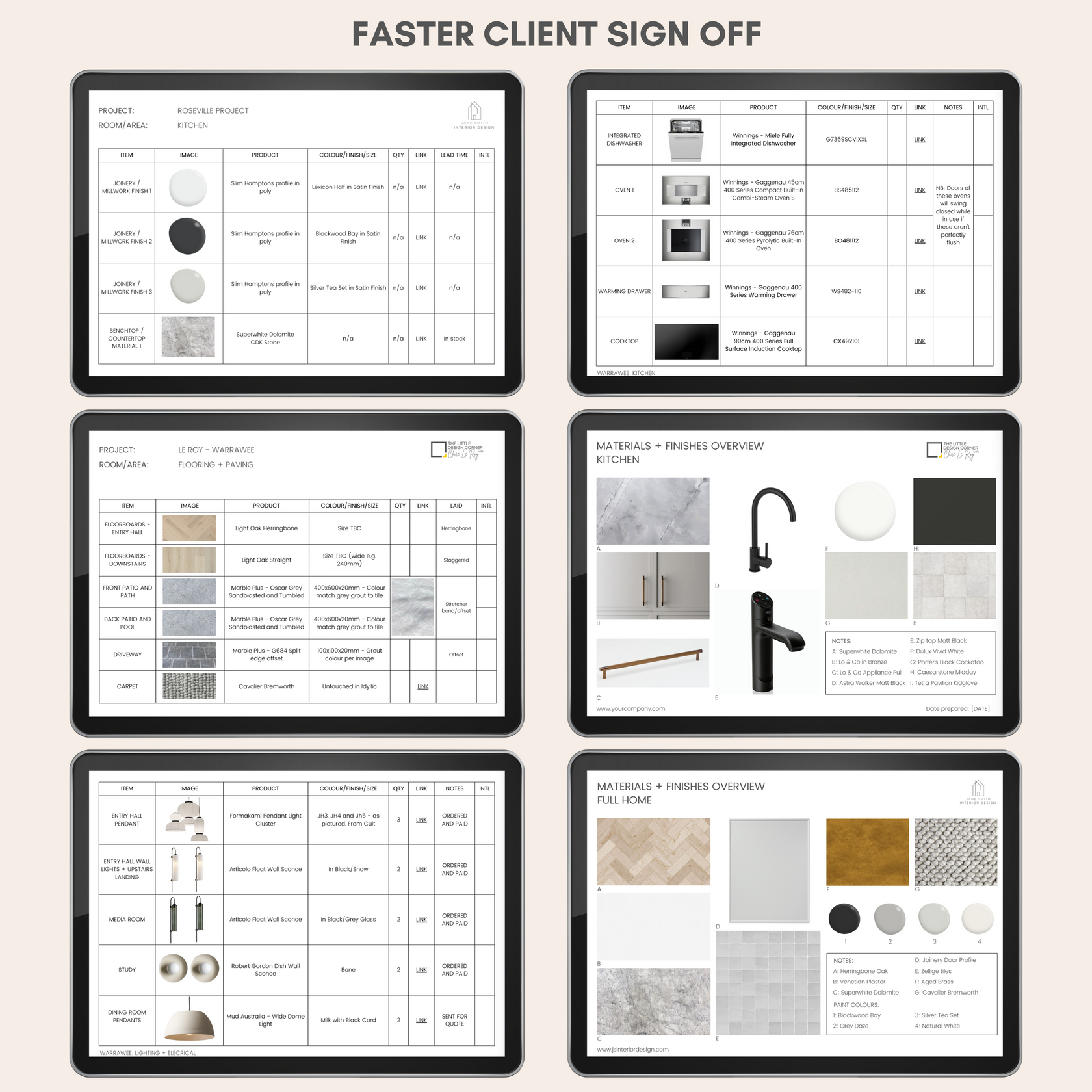 Fixtures and Finishes (FF&E) Schedule Template – The Little Design Corner