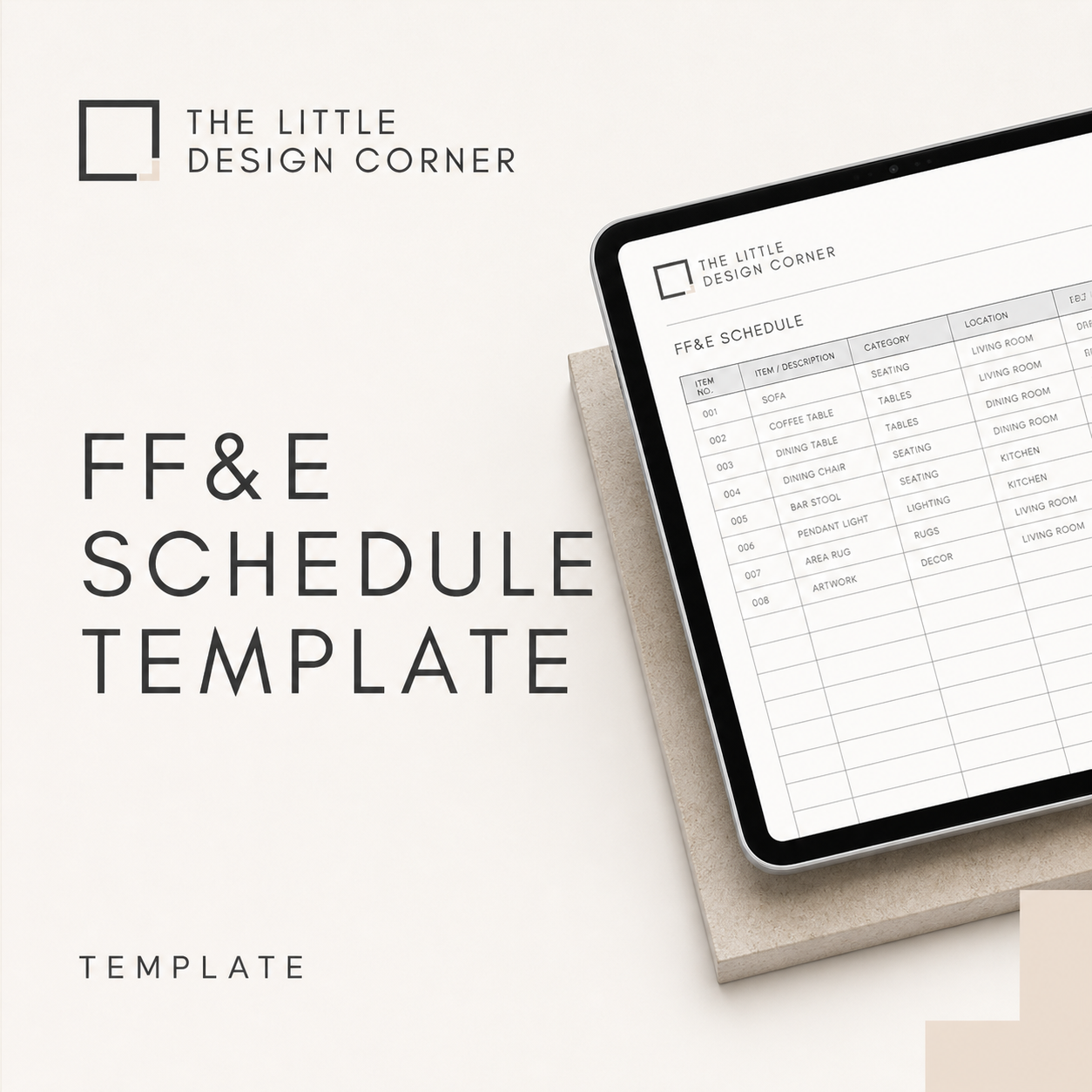 Fixtures and Finishes (FF&E) Schedule Template