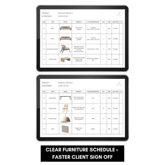 Interior Decoration (Furniture Schedule) Template – The Little Design ...