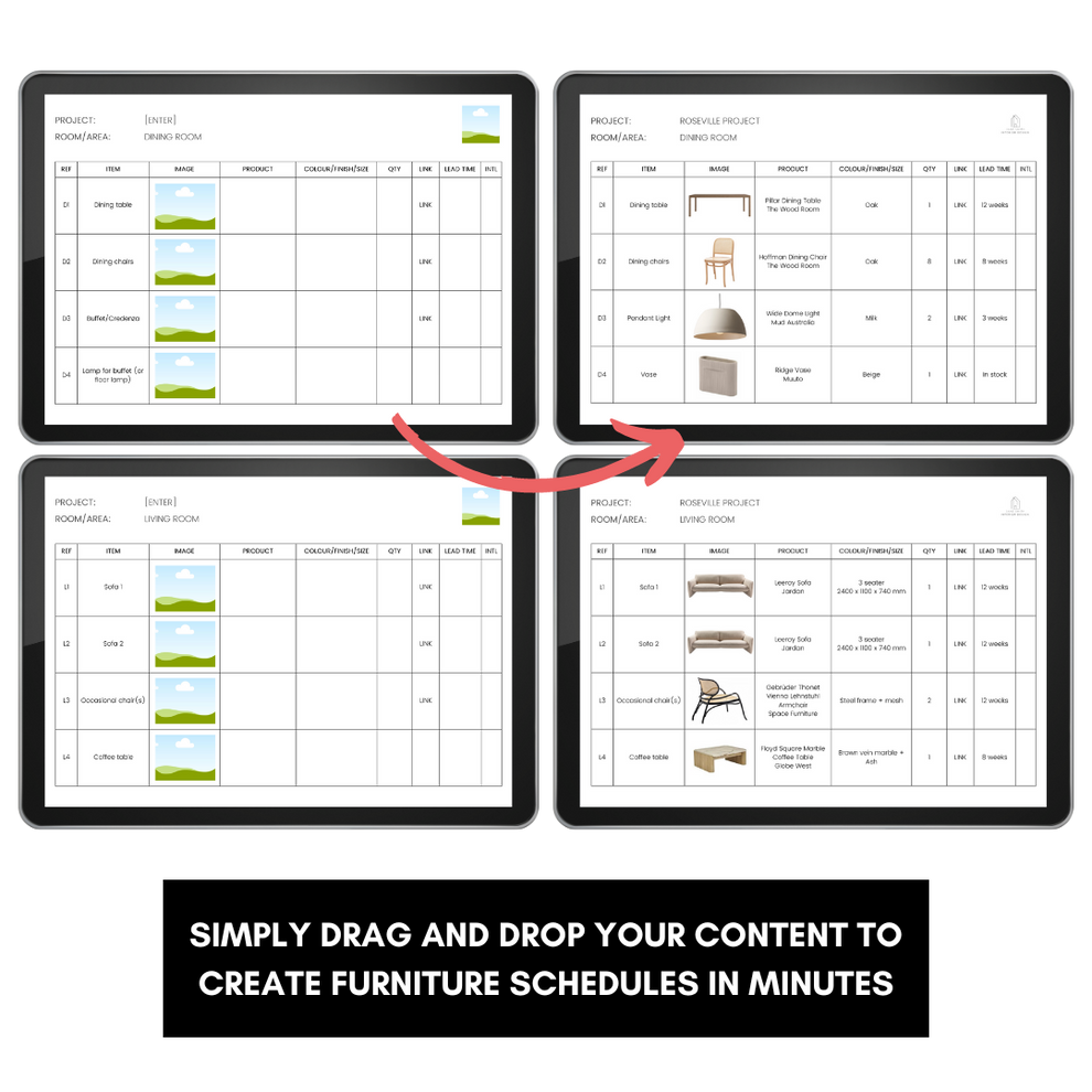 Interior Decoration (Furniture Schedule) Template – The Little Design ...