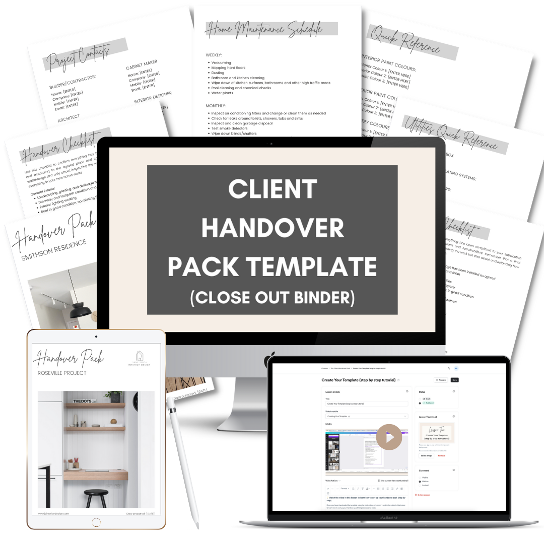 Client Hand Over Example Client Handover Pack (Close Out Binder) Template – The Little Design Corner